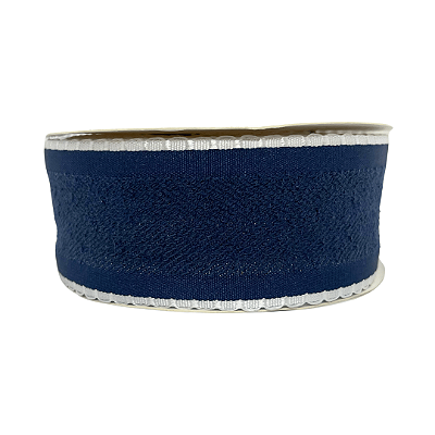 Fita Atoalhada Com Borda Trabalhada Babadinho 38mm | Metro | Cor: Azul Marinho