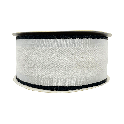 Fita Atoalhada Com Borda Trabalhada Babadinho 38mm | Metro | Cor: Branca