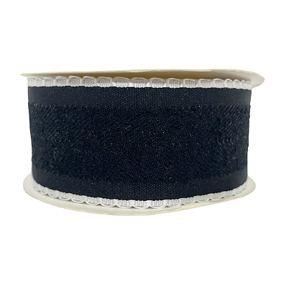 Fita Atoalhada Com Borda Trabalhada Babadinho 38mm | Metro | Cor: Preto