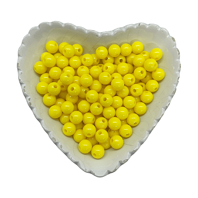 Miçanga Bola Lisa Leitosa Passante 8mm 25g | Cor: Amarelo