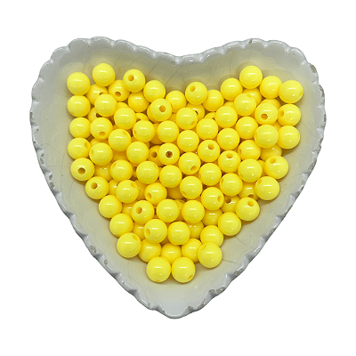 Miçanga Bola Lisa Leitosa Passante 8mm 25g | Cor: Amarelo Bebê