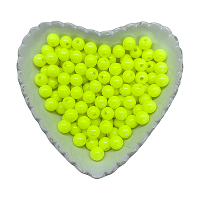 Miçanga Bola Lisa Leitosa Passante 8mm 25g | Cor: Amarelo Neon