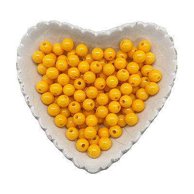 Miçanga Bola Lisa Leitosa Passante 8mm 25g | Cor: Amarelo Ouro