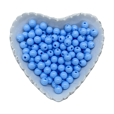 Miçanga Bola Lisa Leitosa Passante 8mm 25g | Cor: Azul