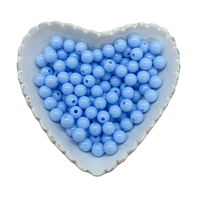 Miçanga Bola Lisa Leitosa Passante 8mm 25g | Cor: Azul Candy