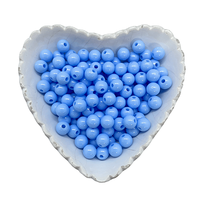 Miçanga Bola Lisa Leitosa Passante 8mm 25g | Cor: Azul Celeste