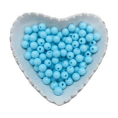 Miçanga Bola Lisa Leitosa Passante 8mm 25g | Cor: Azul Claro