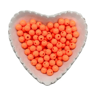 Miçanga Bola Lisa Leitosa Passante 8mm 25g | Cor: Laranja Neon
