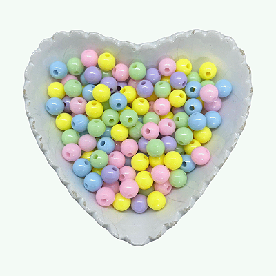Miçanga Bola Lisa Leitosa Passante 8mm 25g | Cor: Mix Candy Color
