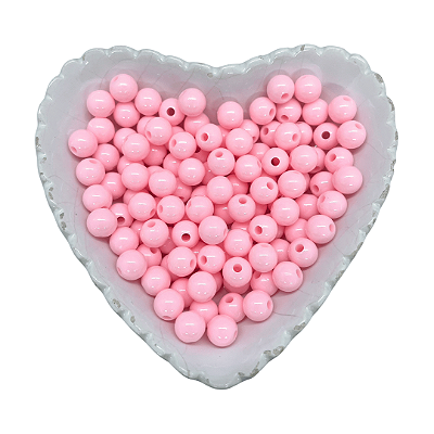 Miçanga Bola Lisa Leitosa Passante 8mm 25g | Cor: Rosa Bebê