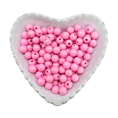 Miçanga Bola Lisa Leitosa Passante 8mm 25g | Cor: Rosa Chiclete
