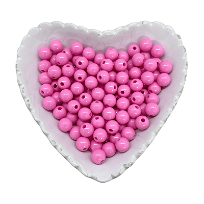 Miçanga Bola Lisa Leitosa Passante 8mm 25g | Cor: Rosa Médio