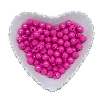Miçanga Bola Lisa Leitosa Passante 8mm 25g | Cor: Rosa Pink