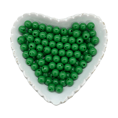 Miçanga Bola Lisa Leitosa Passante 8mm 25g | Cor: Verde Bandeira