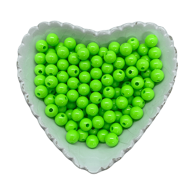 Miçanga Bola Lisa Leitosa Passante 8mm 25g | Cor: Verde Neon