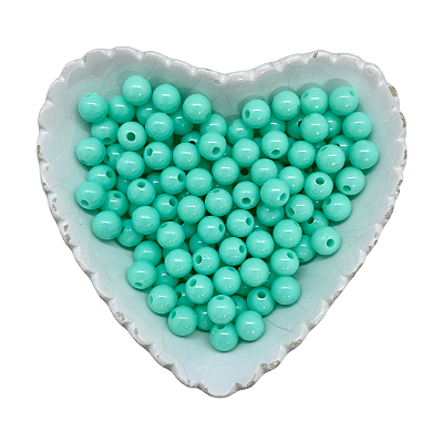 Miçanga Bola Lisa Leitosa Passante 8mm 25g | Cor: Verde Piscina