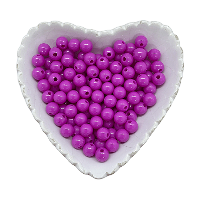 Miçanga Bola Lisa Leitosa Passante 8mm 25g | Cor: Violeta