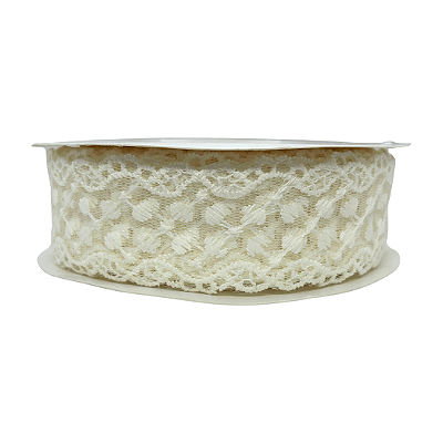 Fita de Renda Com Pontos Cruzados 38mm | Metro | Cor: Off White