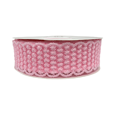 Fita Rendada Flor de Linha 38mm | Metro | Cor: Rosa