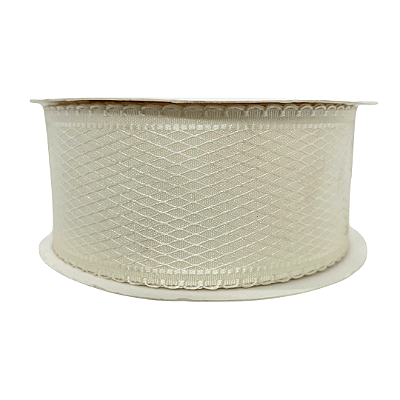 Fita Tecido Losango 38mm | Metro | Cor: Off White