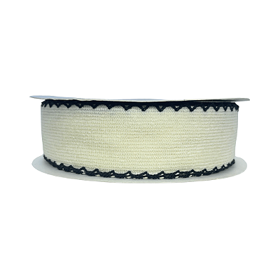 Fita Cotele Com Borda Trabalhada 38mm | Metro | Cor: Marfim