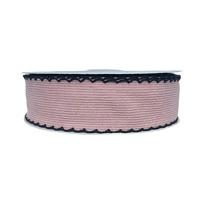 Fita Cotele Com Borda Trabalhada 38mm | Metro | Cor: Rose