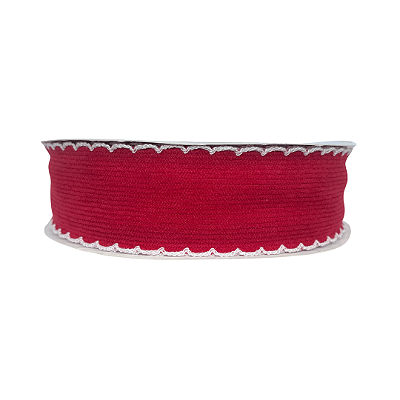 Fita Cotele Com Borda Trabalhada 38mm | Metro | Cor: Vermelha