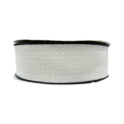 Fita de Linho Com Borda Trabalhada 38mm | Metro | Cor: Branco
