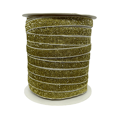 Fita Metalizada Esponjada Glitter 10mm | Metro | Cor: Dourado