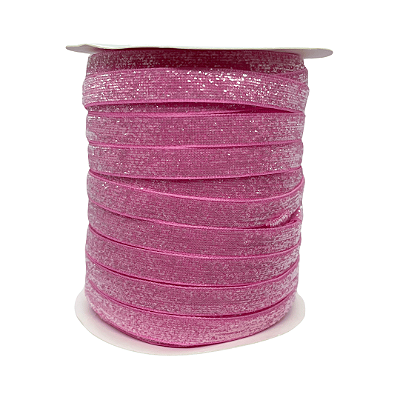 Fita Metalizada Esponjada Glitter 10mm | Metro | Cor: Pink