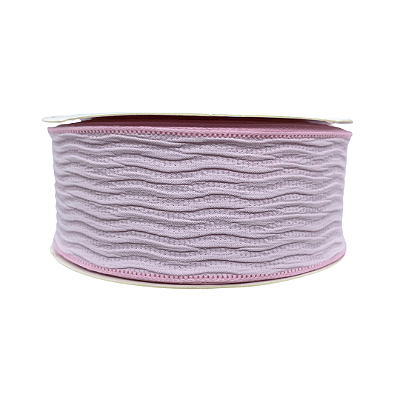 Fita Trabalhada Com Listras Onduladas 38mm | Metro | Cor: Rosa Bebê