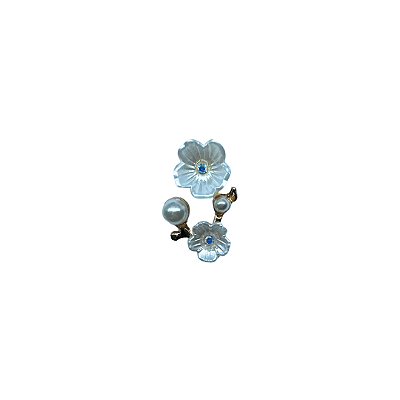 Aplique de Metal Dourado Flor Cristal Com Pérola