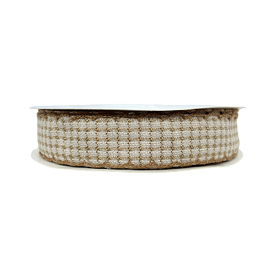 Fita Tweed Quadriculada Com Borda Trabalhada 25mm | Metro | Cor: Marrom