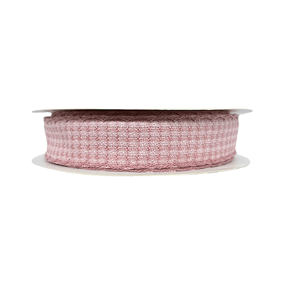Fita Tweed Quadriculada Com Borda Trabalhada 25mm | Metro | Cor: Rosa