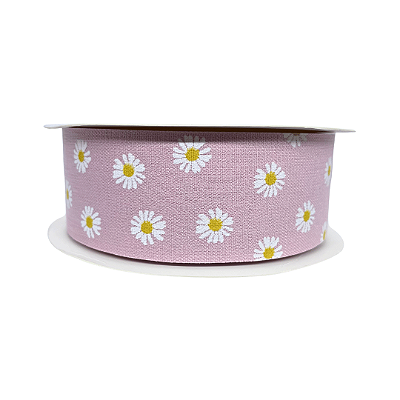 Fita Com Flor Margarida 38mm | Metro | Cor: Rosa