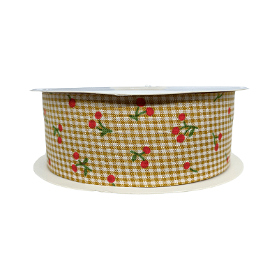 Fita Xadrez Com Cereja 38mm | Metro | Cor: Amarelo