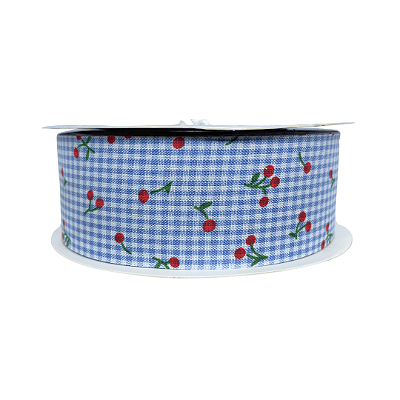 Fita Xadrez Com Cereja 38mm | Metro | Cor: Azul