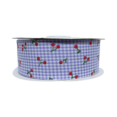 Fita Xadrez Com Cereja 38mm | Metro | Cor: Lilás