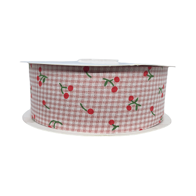 Fita Xadrez Com Cereja 38mm | Metro | Cor: Rose