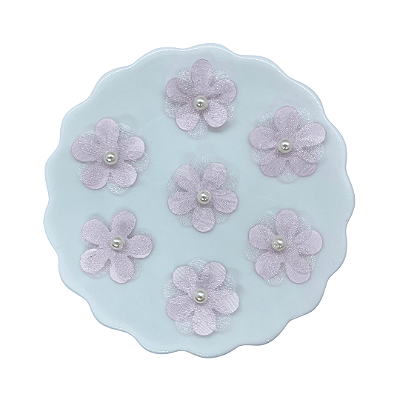 Flor de Tecido e Organza Com Pérola 2,5cm | Unidade | Cor: Rosa Claro