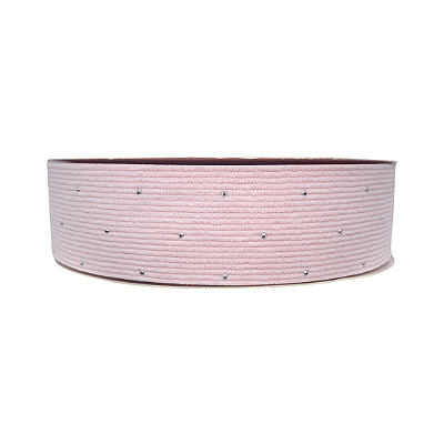 Fita Cotelê Com Strass 38mm | Metro Cor: Rosa Bebê