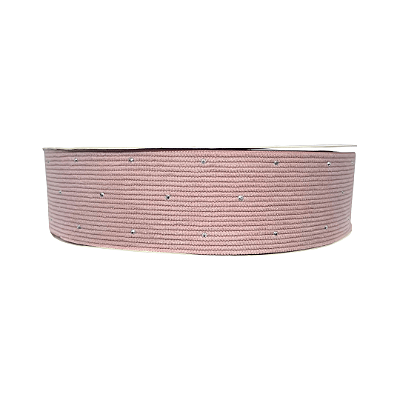 Fita Cotelê Com Strass 38mm | Metro Cor: Rose