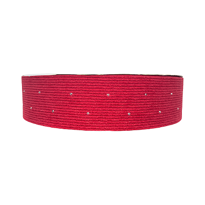 Fita Cotelê Com Strass 38mm | Metro Cor: Vermelho
