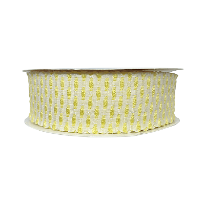 Fita Trabalhada Com Poá e Borda Ondulada 38mm | Metro | Cor: Amarelo