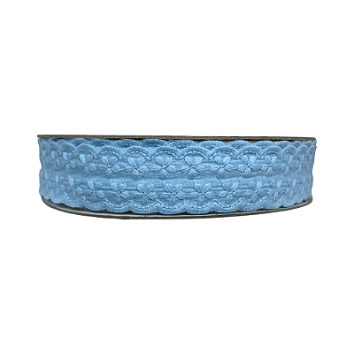 Fita Rendada Flor Dupla 38mm | Metro | Cor: Azul