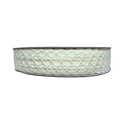 Fita Rendada Flor Dupla 38mm | Metro | Cor: Off White