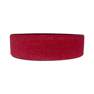 Fita Cotelê de Luxo Forrada Com Brilho 38mm | Metro | Cor: Vermelho