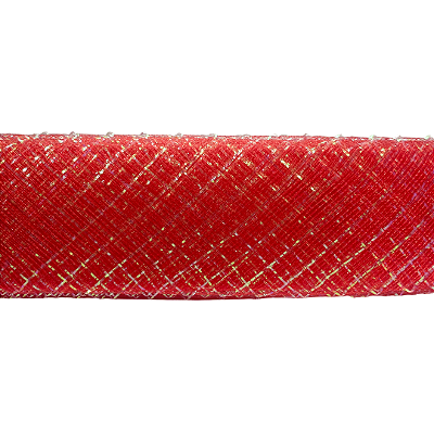 Fita Crinol Com Lurex 45mm | Metro | Cor: Vermelho