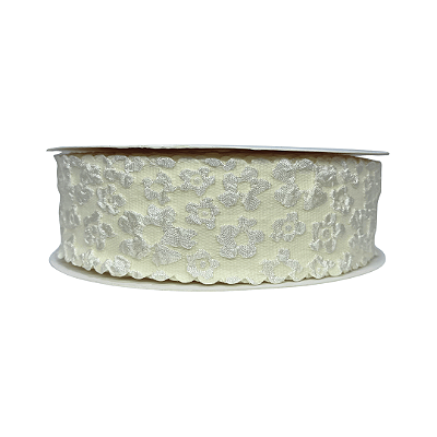 Fita em Flor 3D 38mm | Metro | Cor: Marfim