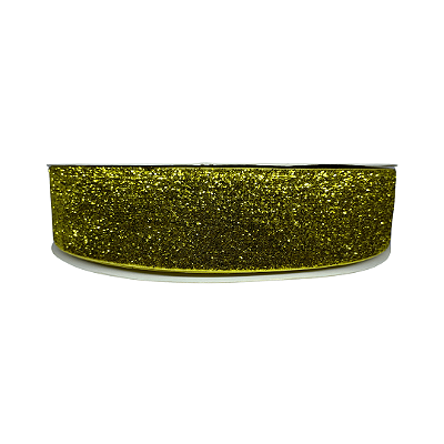 Fita Metalizada Esponjada Glitter 38mm | Metro | Cor: Amarelo Ouro